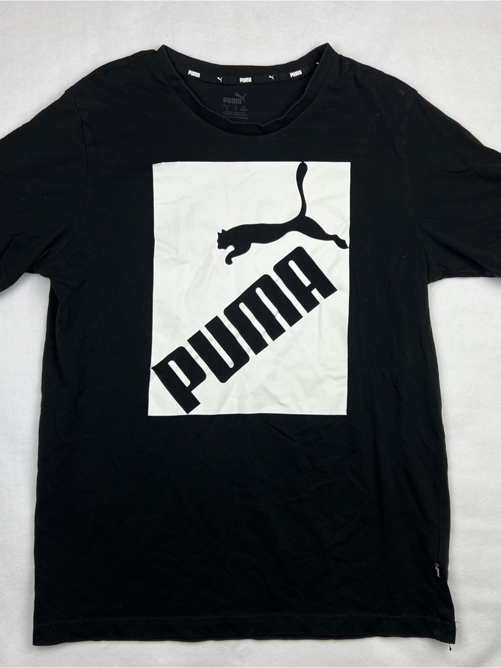 Puma Black Tee with White Logo Block